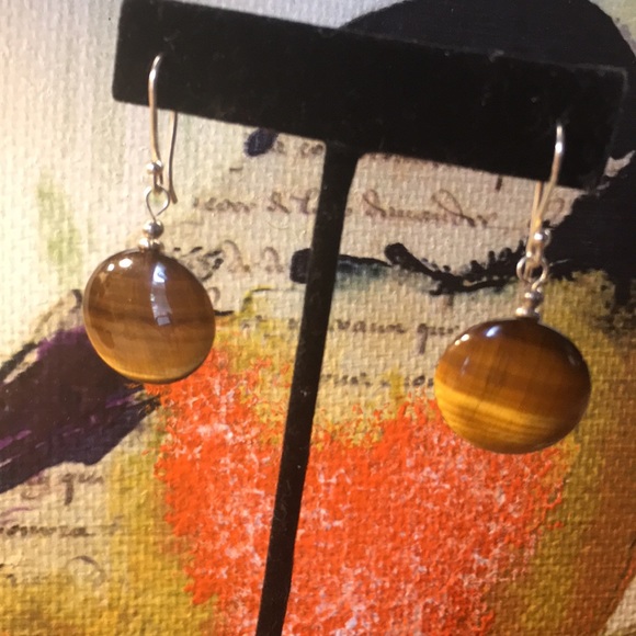 Sterling silver tiger’s eye earrings & Lucky Brand bracelet - Picture 2 of 7